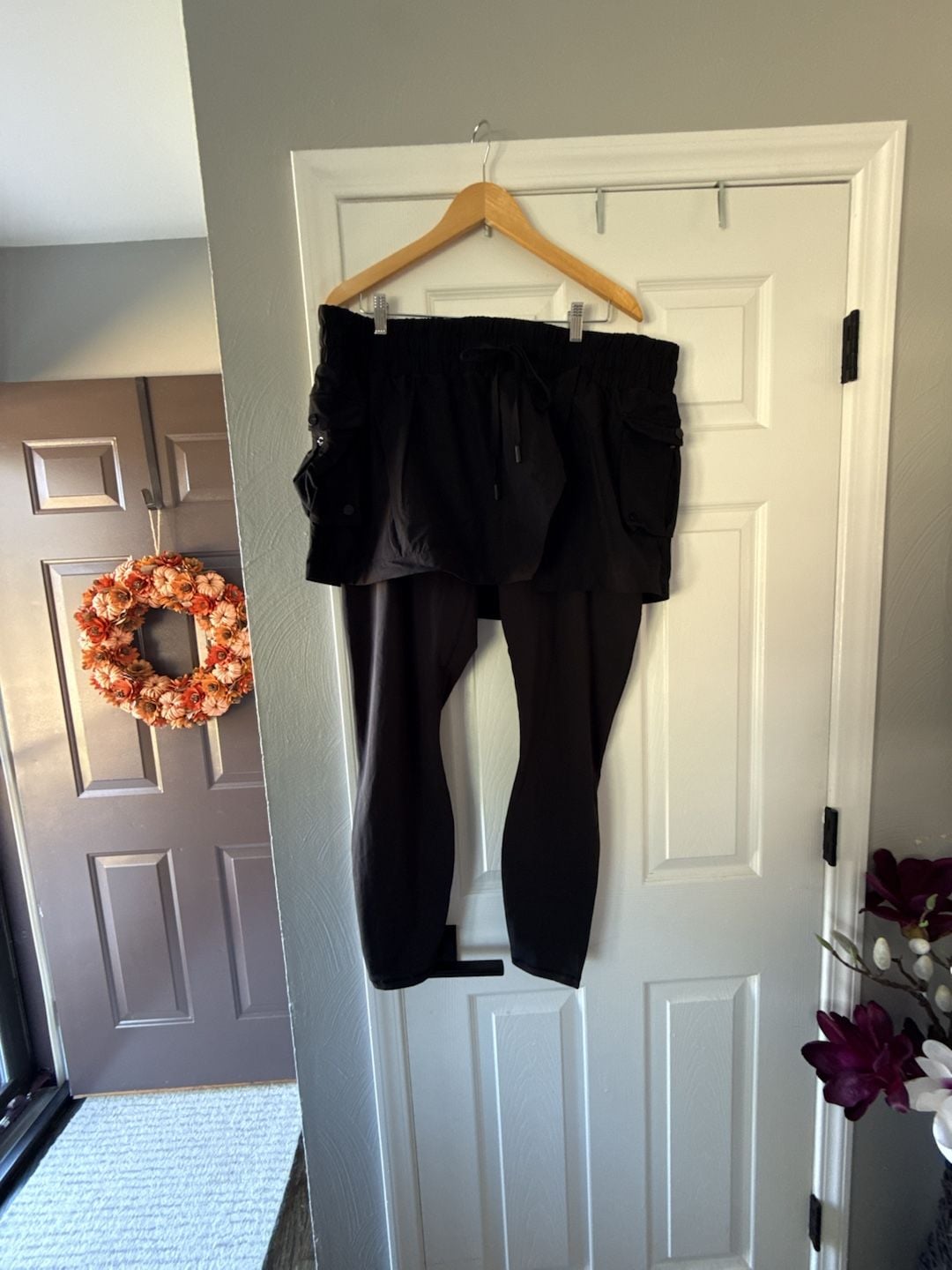 POPFLEX Hiking Sklegging Size 1X Black Cargo Skirt Leggings 1