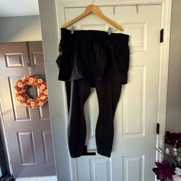 POPFLEX Hiking Sklegging Size 1X Black Cargo Skirt Leggings