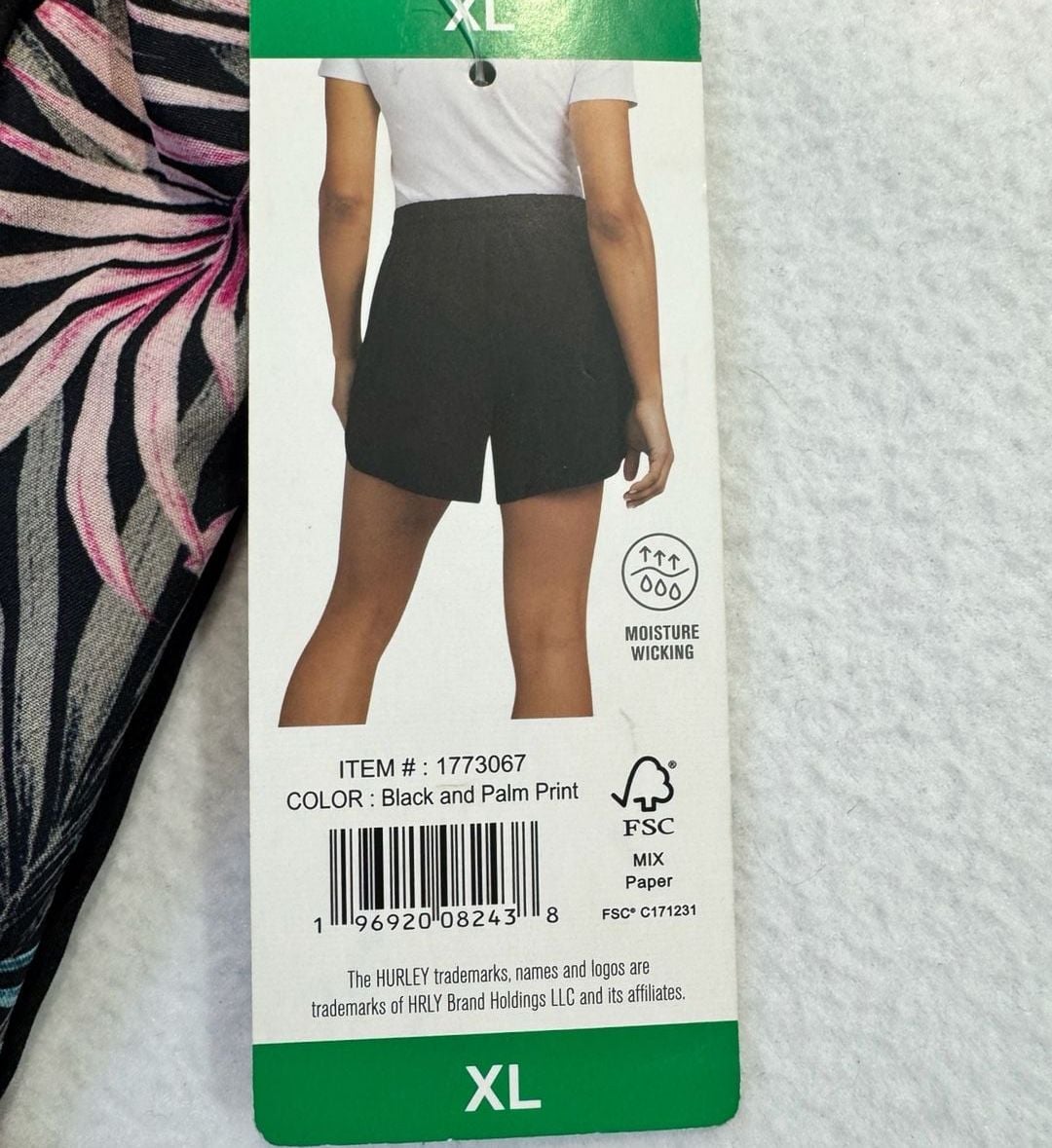 Hurley Women’s XL Black Palm Print Running Shorts Built-In Brief NWT 5