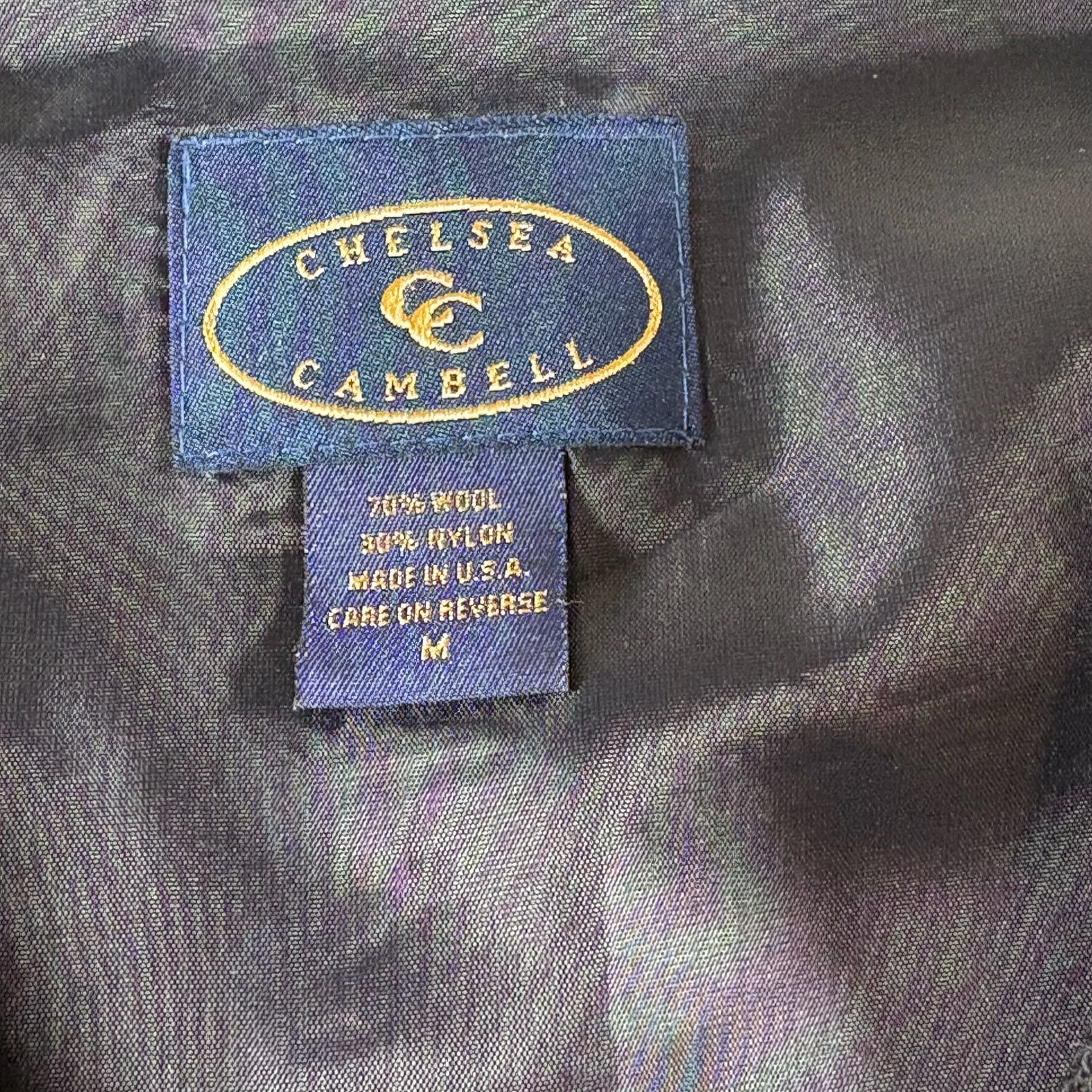 Chelsea Campbell Plaid Vest Size M Green Black Tartan Wool Button Front 3