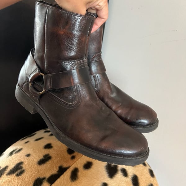 Chaps Brown Leather Harness Boots Size 11 M Motorcycle Moto