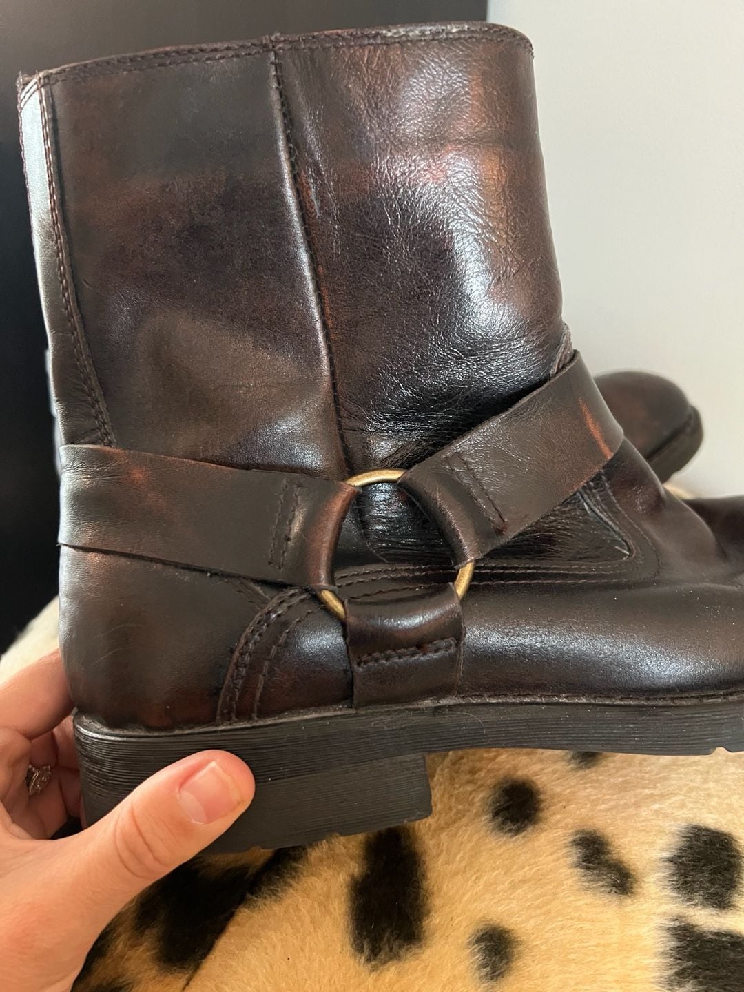 Chaps Brown Leather Harness Boots Size 11 M Motorcycle Moto 6