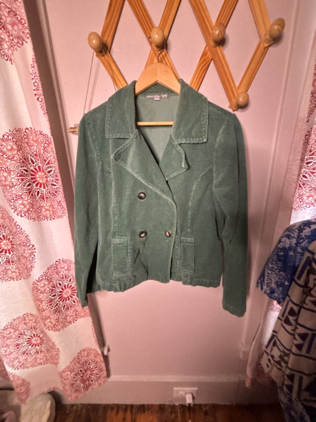 Bryn Walker Corduroy Double Breasted Jacket Green Cotton 2