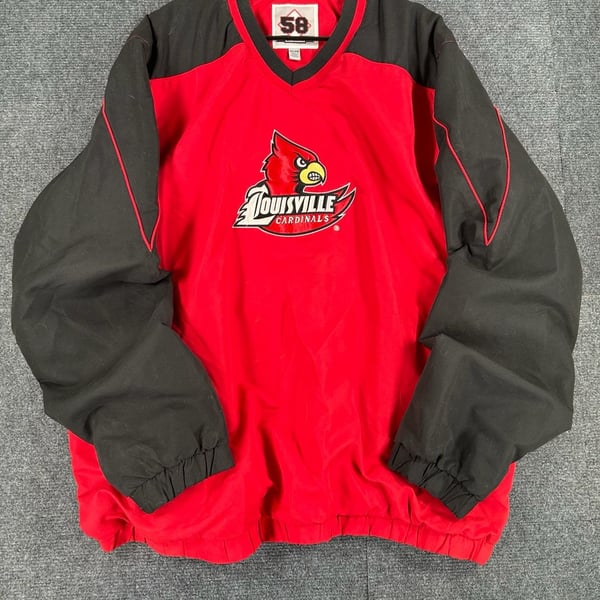 58 Sports Louisville Cardinals Pullover Windbreaker Size XXL Red Black