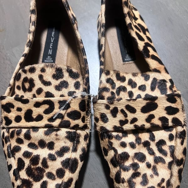 Steven By Steve Madden Loafers Size 7.0 Leopard Print Calf Hair Flats