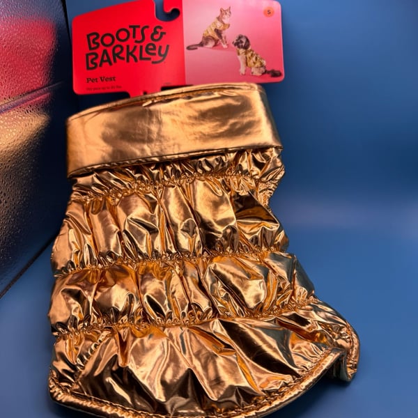 Boots & Barkley Pet Vest Size S Gold Puffer