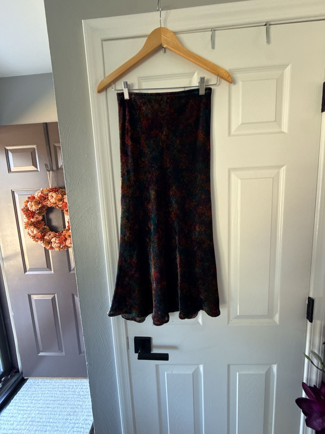 Agnès b. Skirt Size 1 Multicolor Velvet Floral Print Midi 2