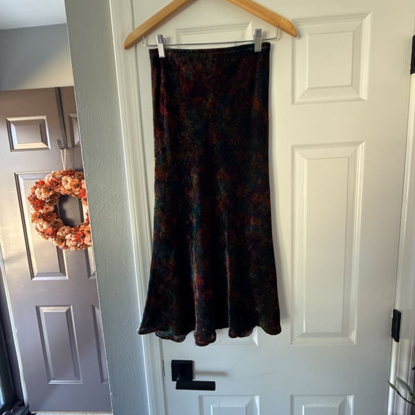 Agnès b. Skirt Size 1 Multicolor Velvet Floral Print Midi