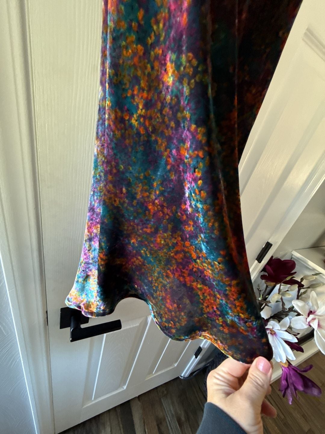 Agnès b. Skirt Size 1 Multicolor Velvet Floral Print Midi 3