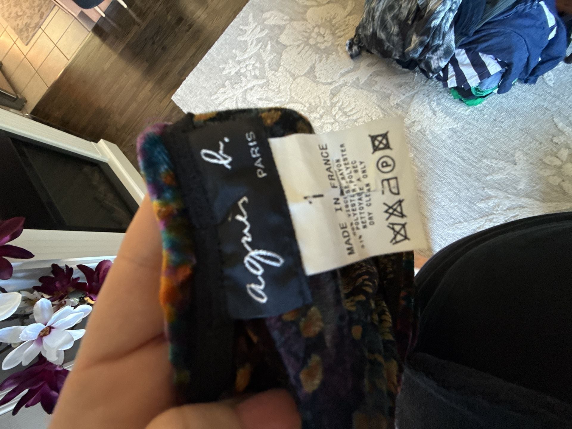 Agnès b. Skirt Size 1 Multicolor Velvet Floral Print Midi 5