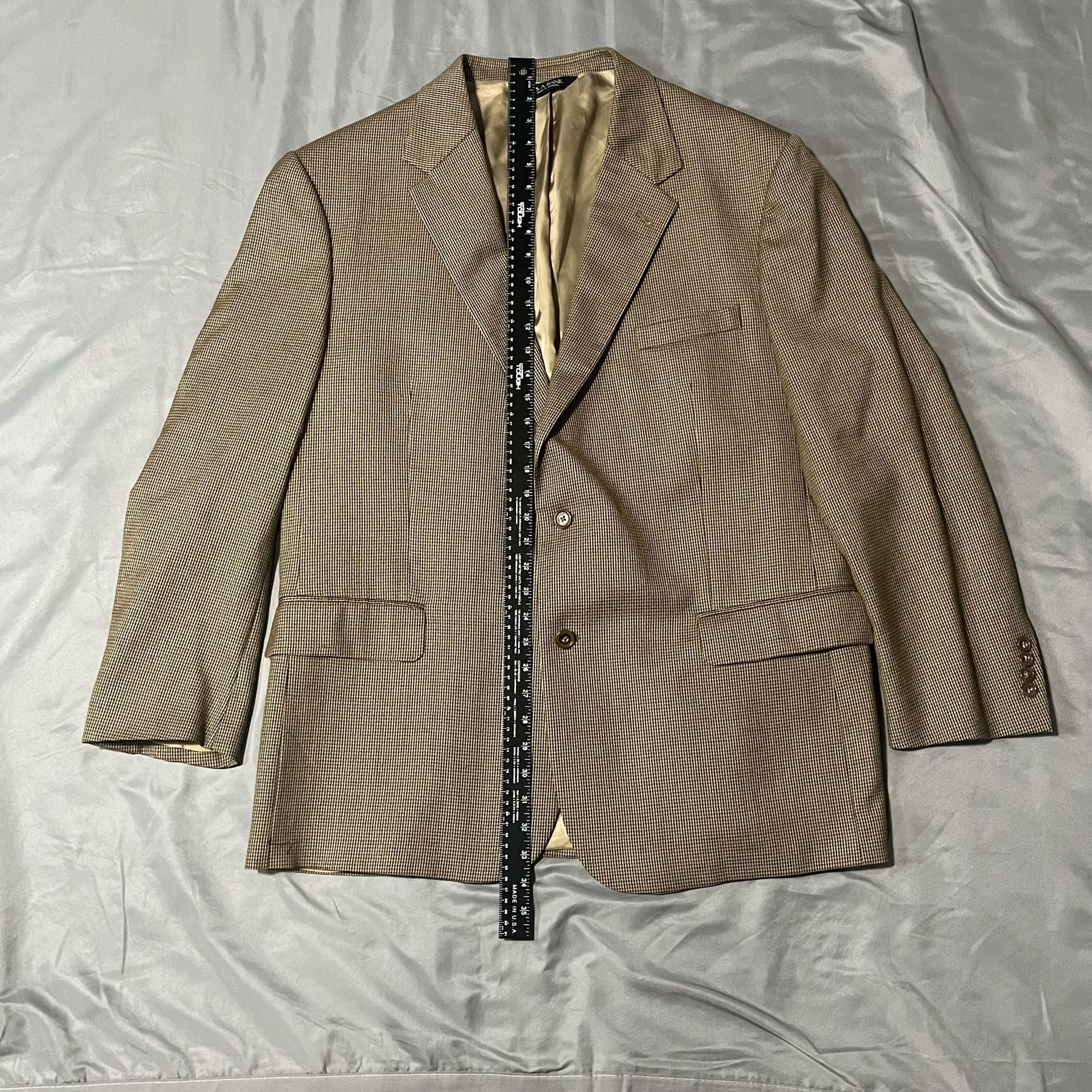 Jos. A. Bank Signature Sportcoat Size 48R Brown Tan Check Wool Blazer 5