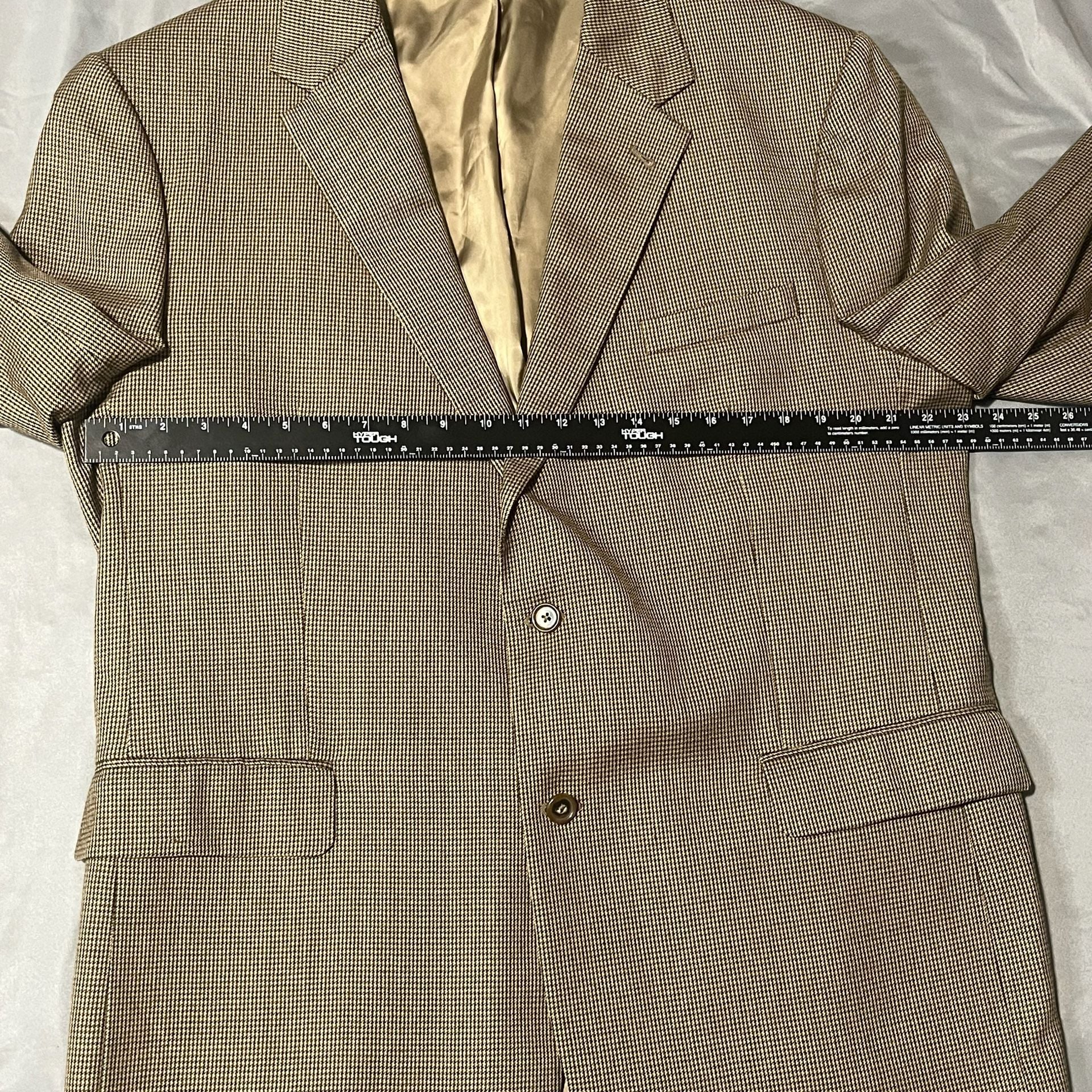 Jos. A. Bank Signature Sportcoat Size 48R Brown Tan Check Wool Blazer 6