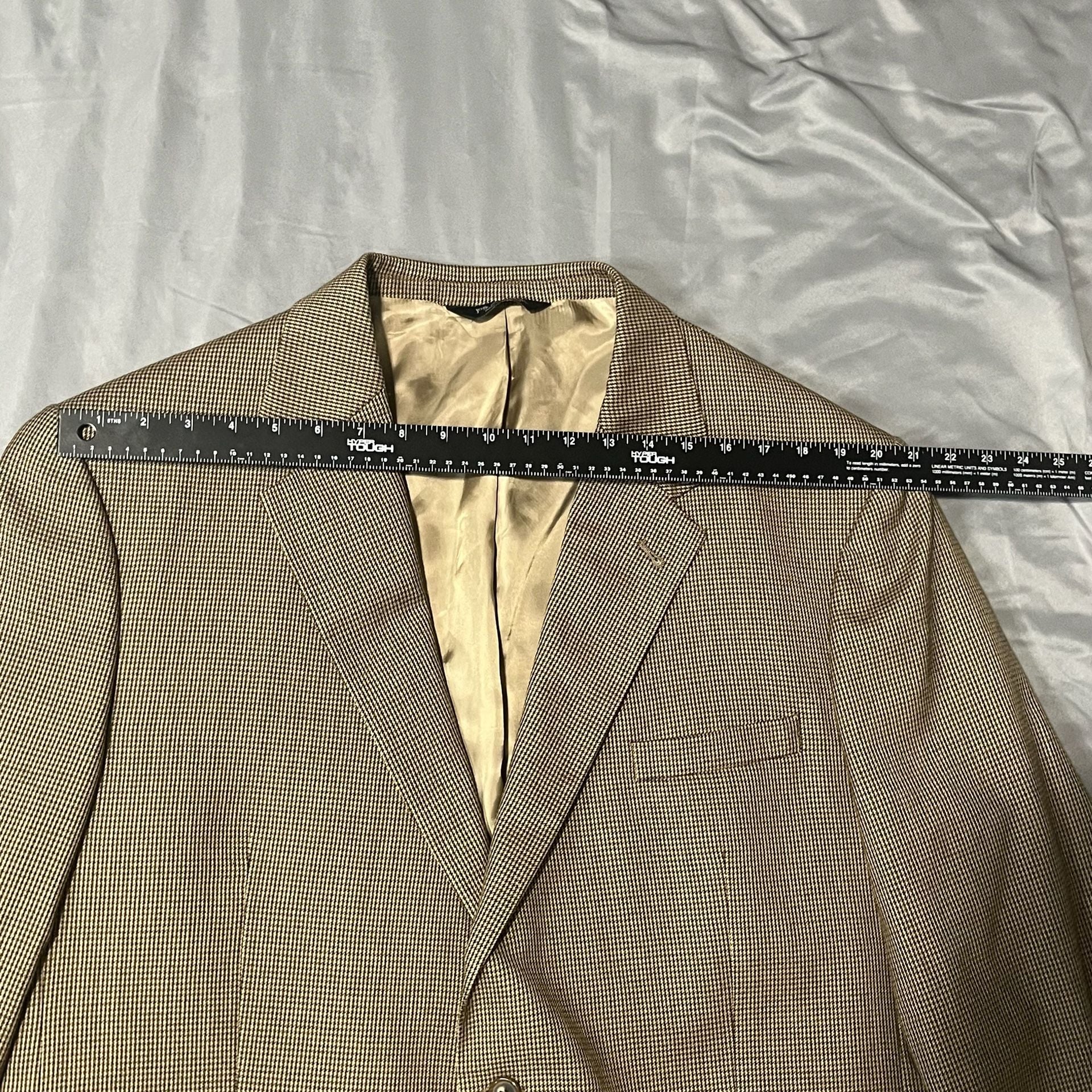 Jos. A. Bank Signature Sportcoat Size 48R Brown Tan Check Wool Blazer 7