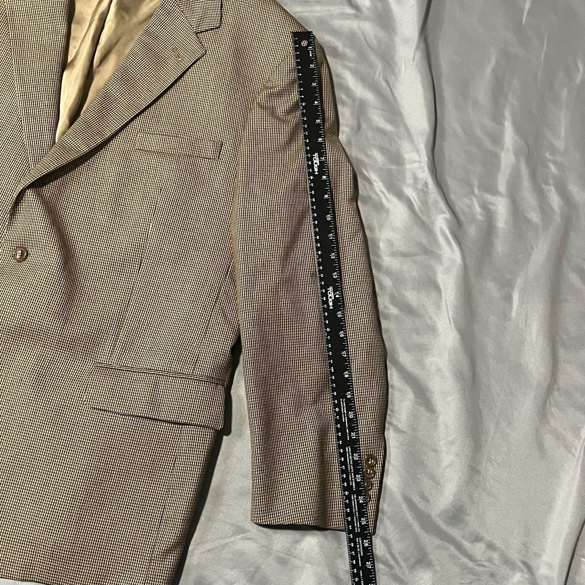 Jos. A. Bank Signature Sportcoat Size 48R Brown Tan Check Wool Blazer 9