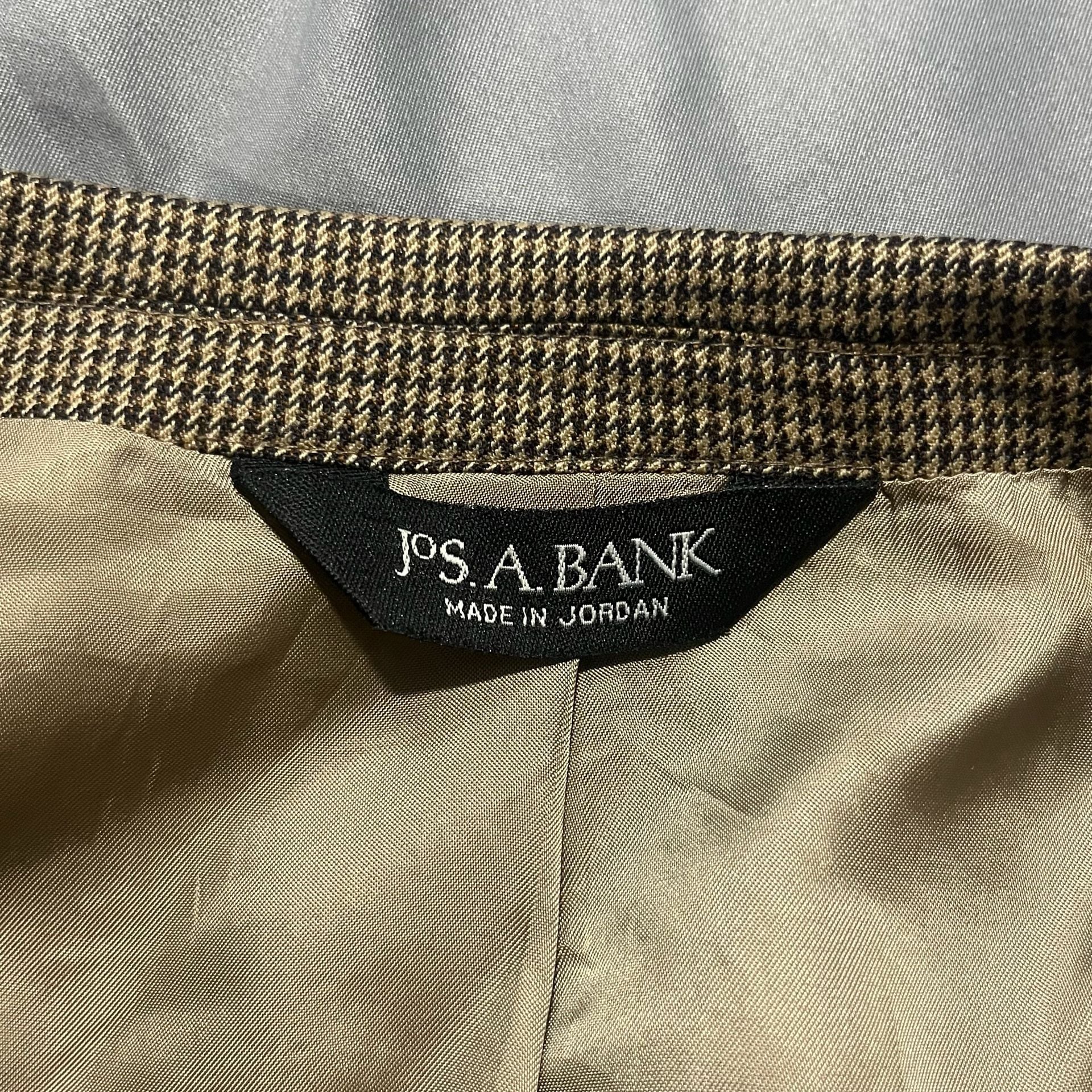 Jos. A. Bank Signature Sportcoat Size 48R Brown Tan Check Wool Blazer 11