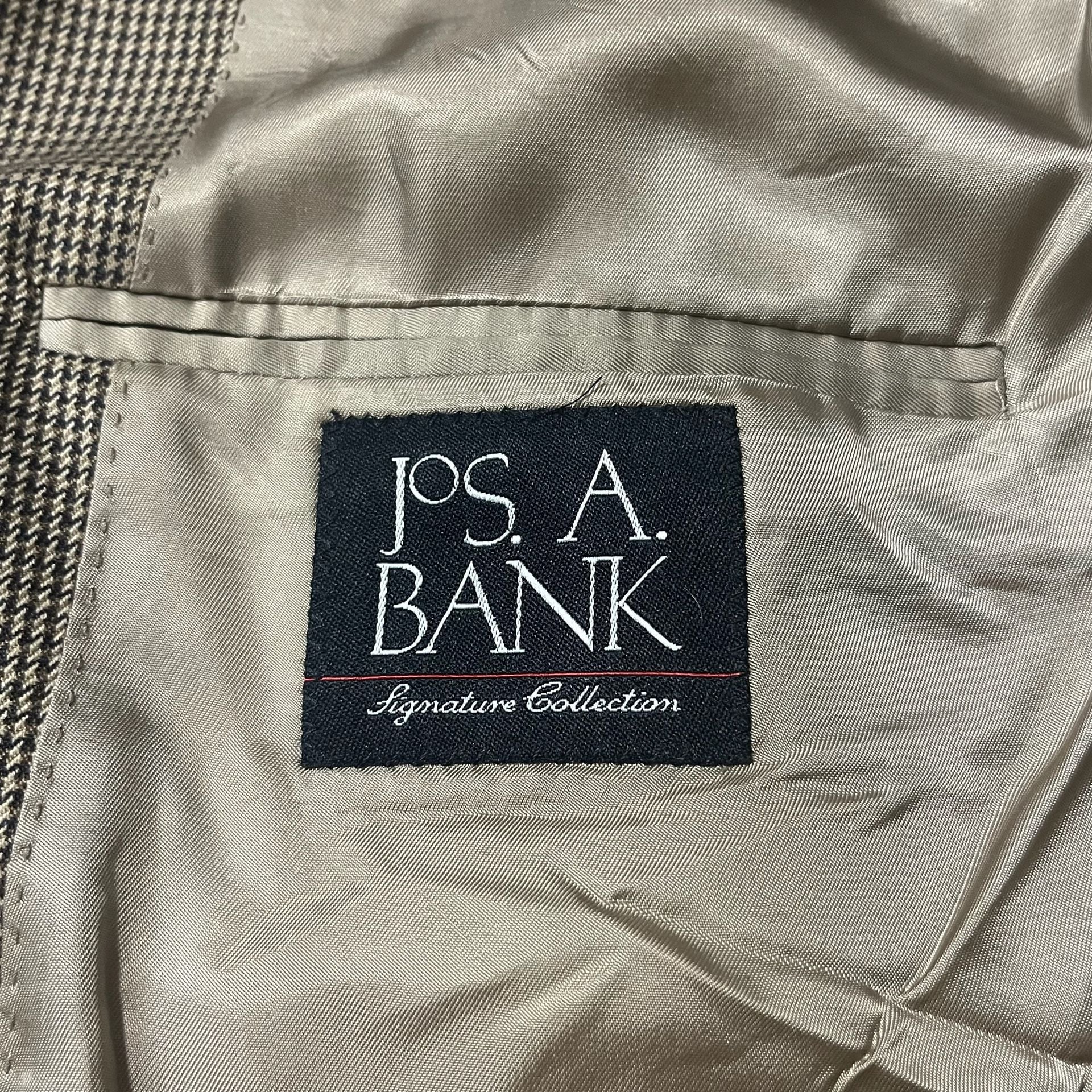 Jos. A. Bank Signature Sportcoat Size 48R Brown Tan Check Wool Blazer 12