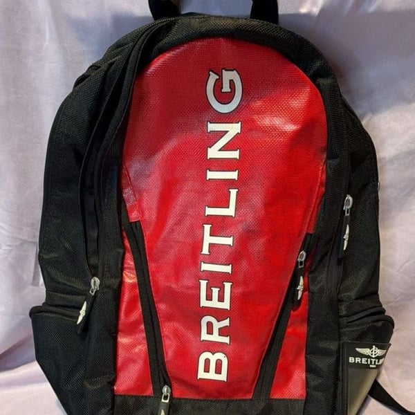 Breitling Nylon Backpack Black Red