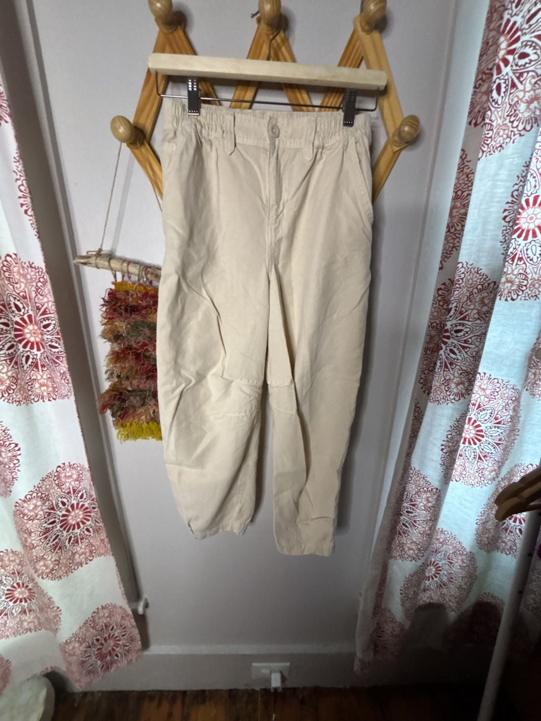 Aerie Utility Pants Size XS Beige High Waisted Cropped Casual Trousers 2