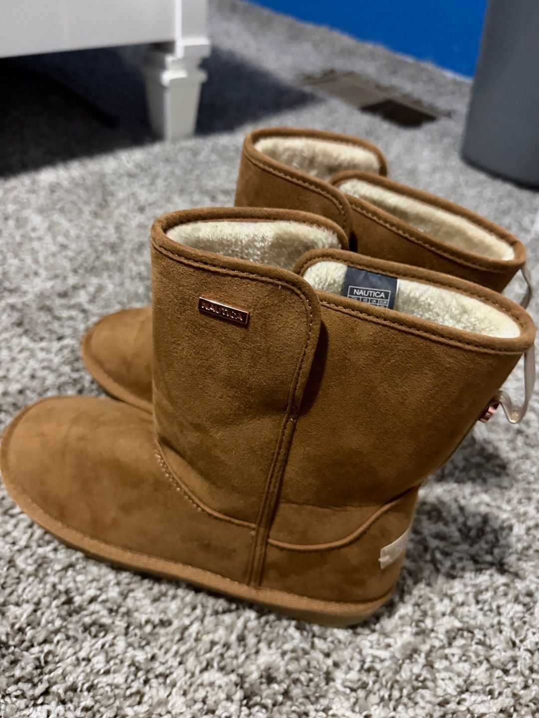 Nautica Bruton Youth Boots Size 5 Tan Faux Shearling 2