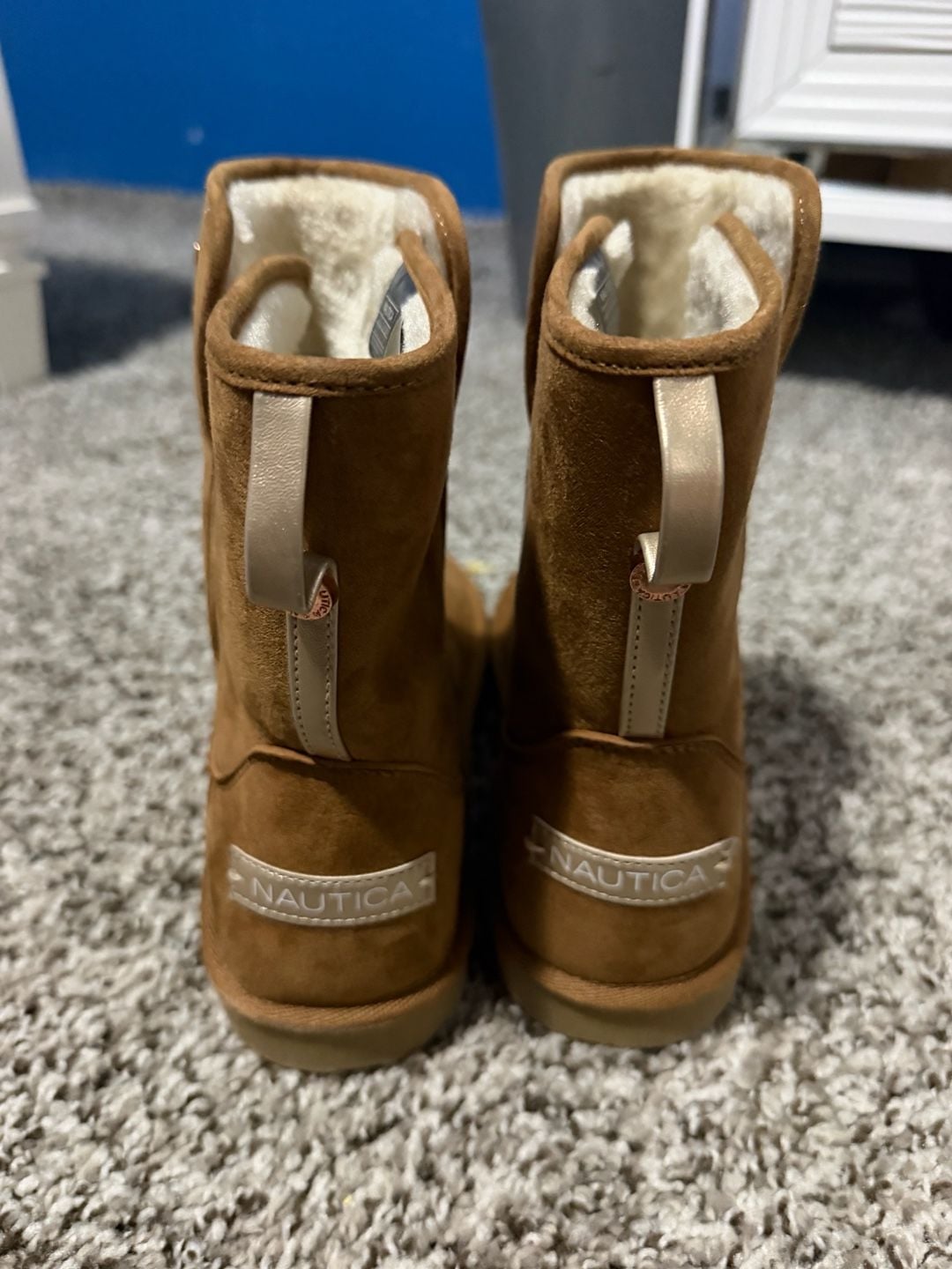 Nautica Bruton Youth Boots Size 5 Tan Faux Shearling 3