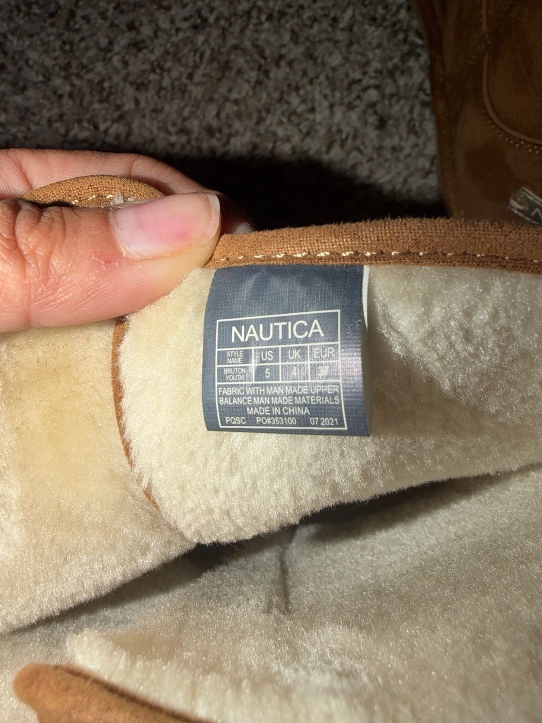 Nautica Bruton Youth Boots Size 5 Tan Faux Shearling 4