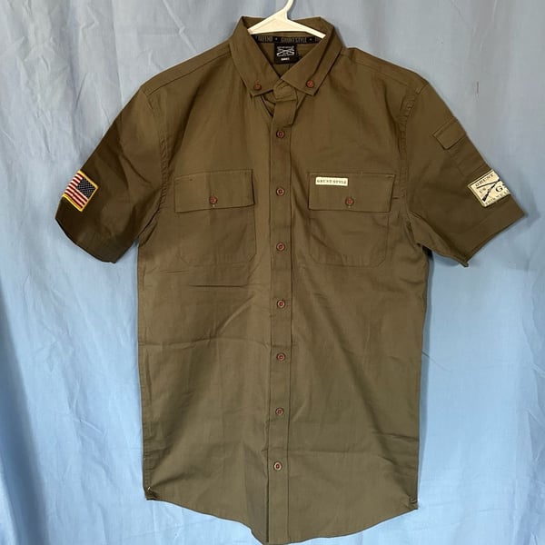 NWT - Grunt Style Button Down Shirt, Size Small, Olive Green Military