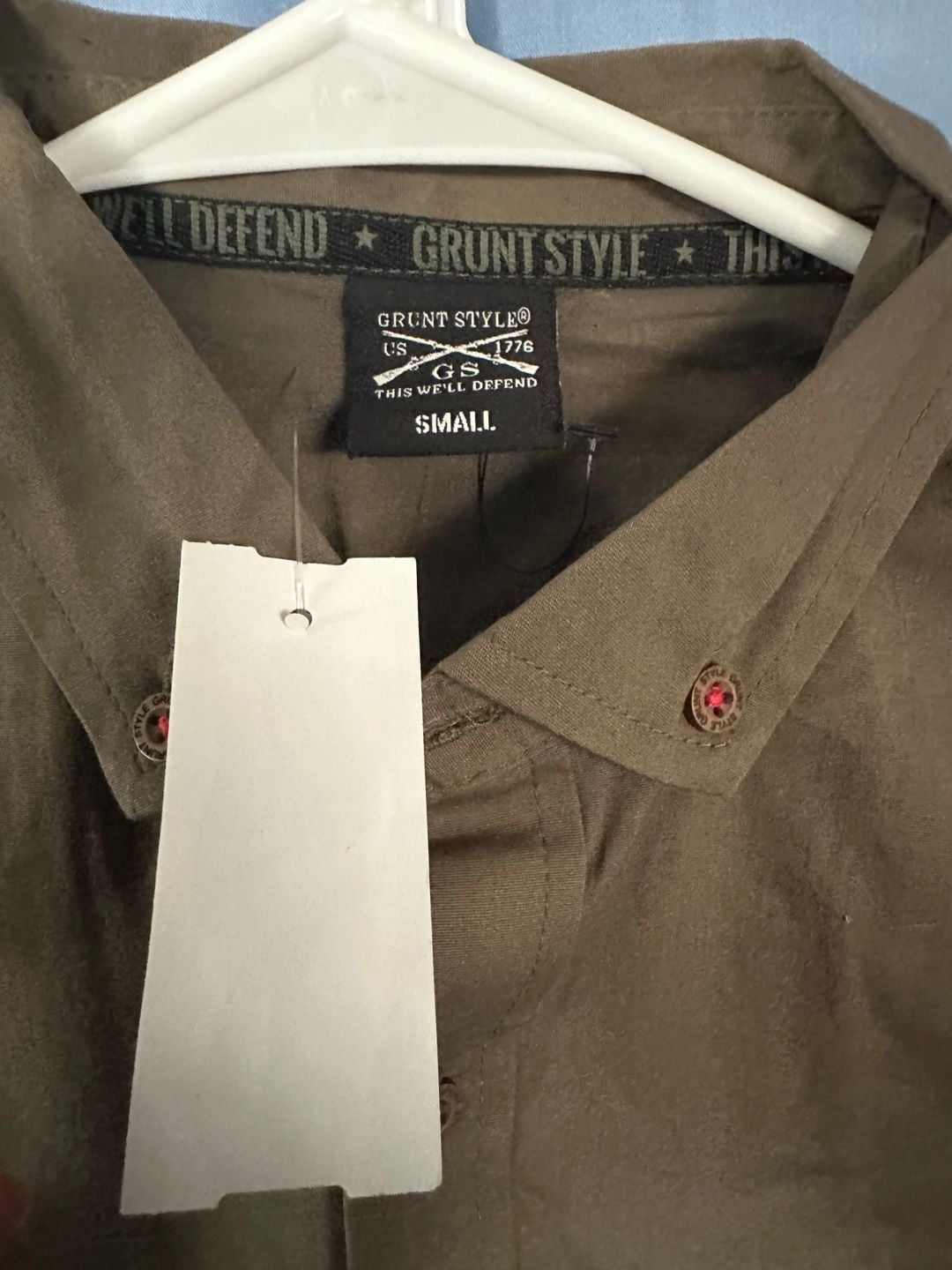NWT - Grunt Style Button Down Shirt, Size Small, Olive Green Military 3