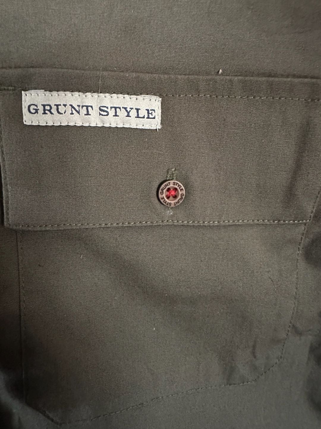 NWT - Grunt Style Button Down Shirt, Size Small, Olive Green Military 4