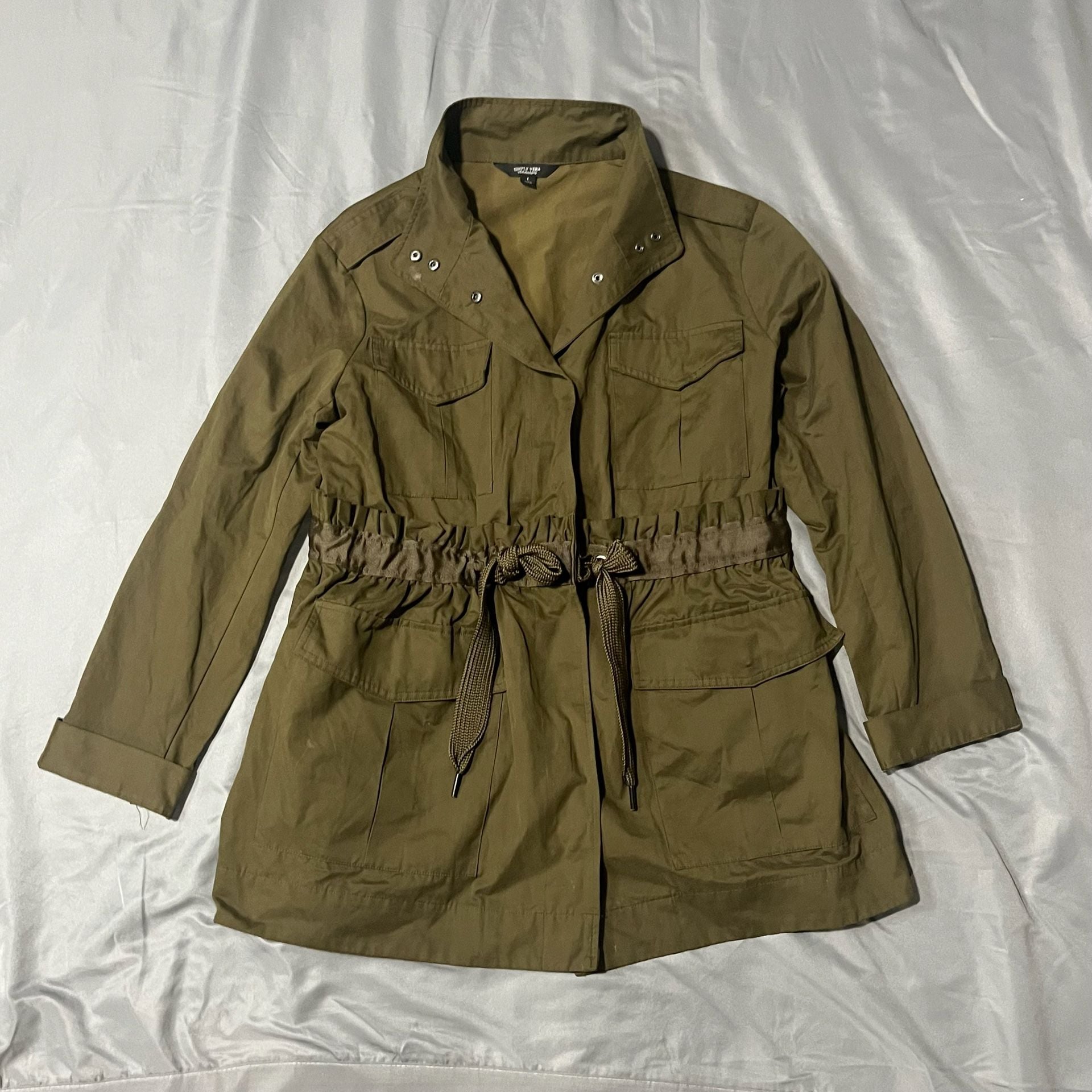 Simply Vera Vera Wang Utility Jacket Size L Olive Green Military Coat 2