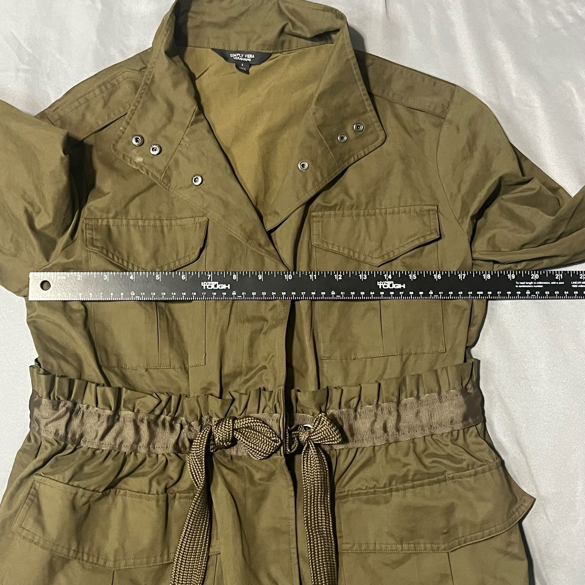 Simply Vera Vera Wang Utility Jacket Size L Olive Green Military Coat 5