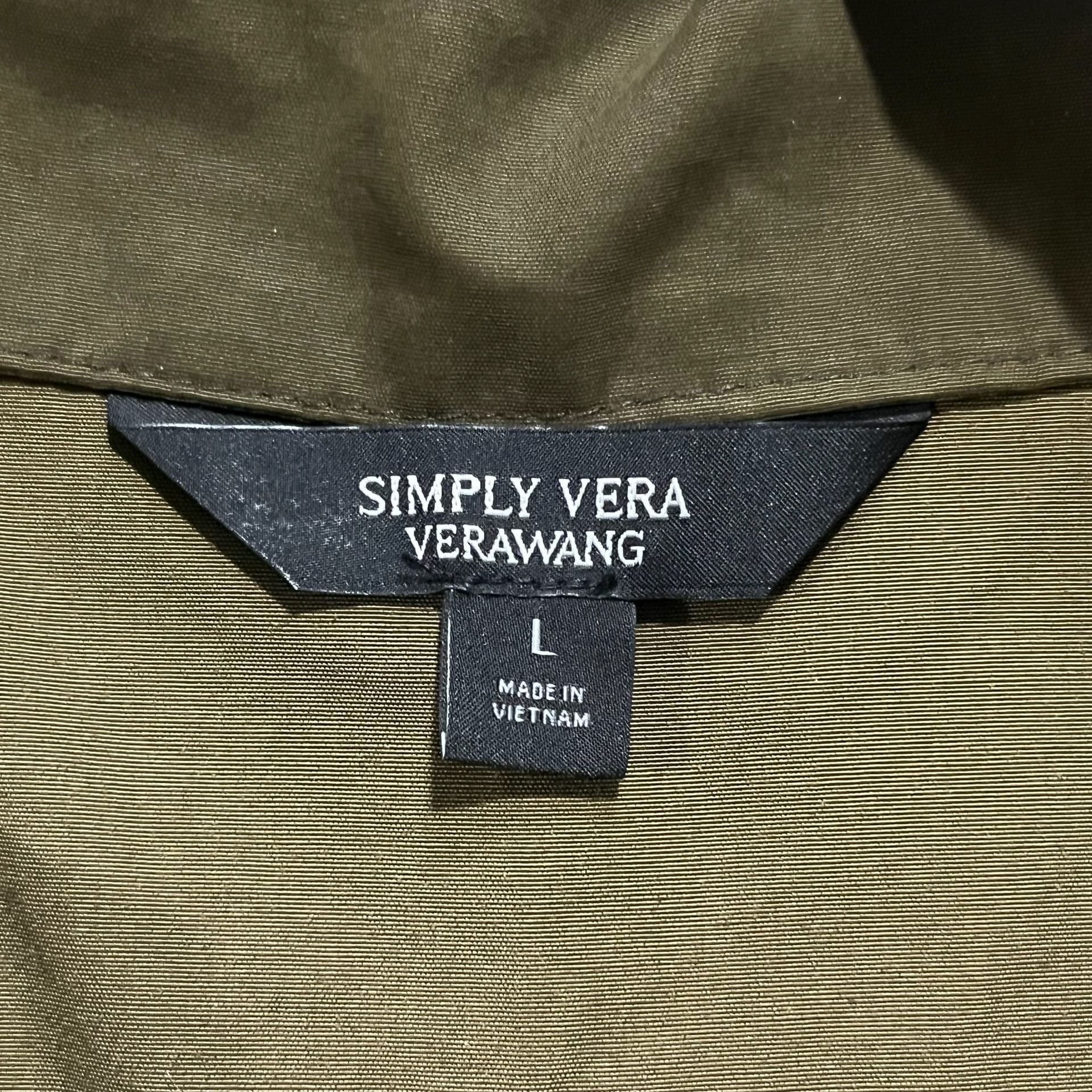 Simply Vera Vera Wang Utility Jacket Size L Olive Green Military Coat 6