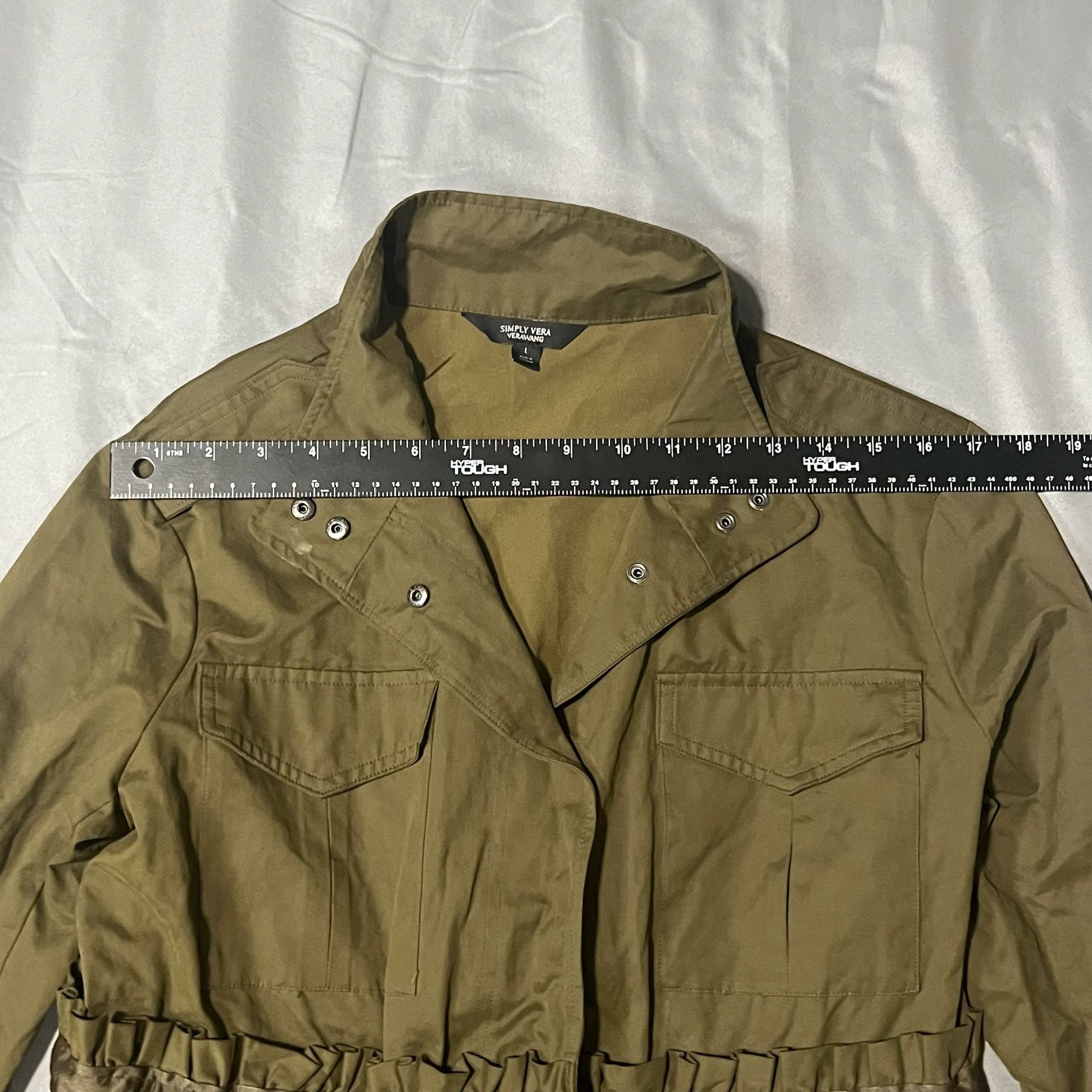 Simply Vera Vera Wang Utility Jacket Size L Olive Green Military Coat 7