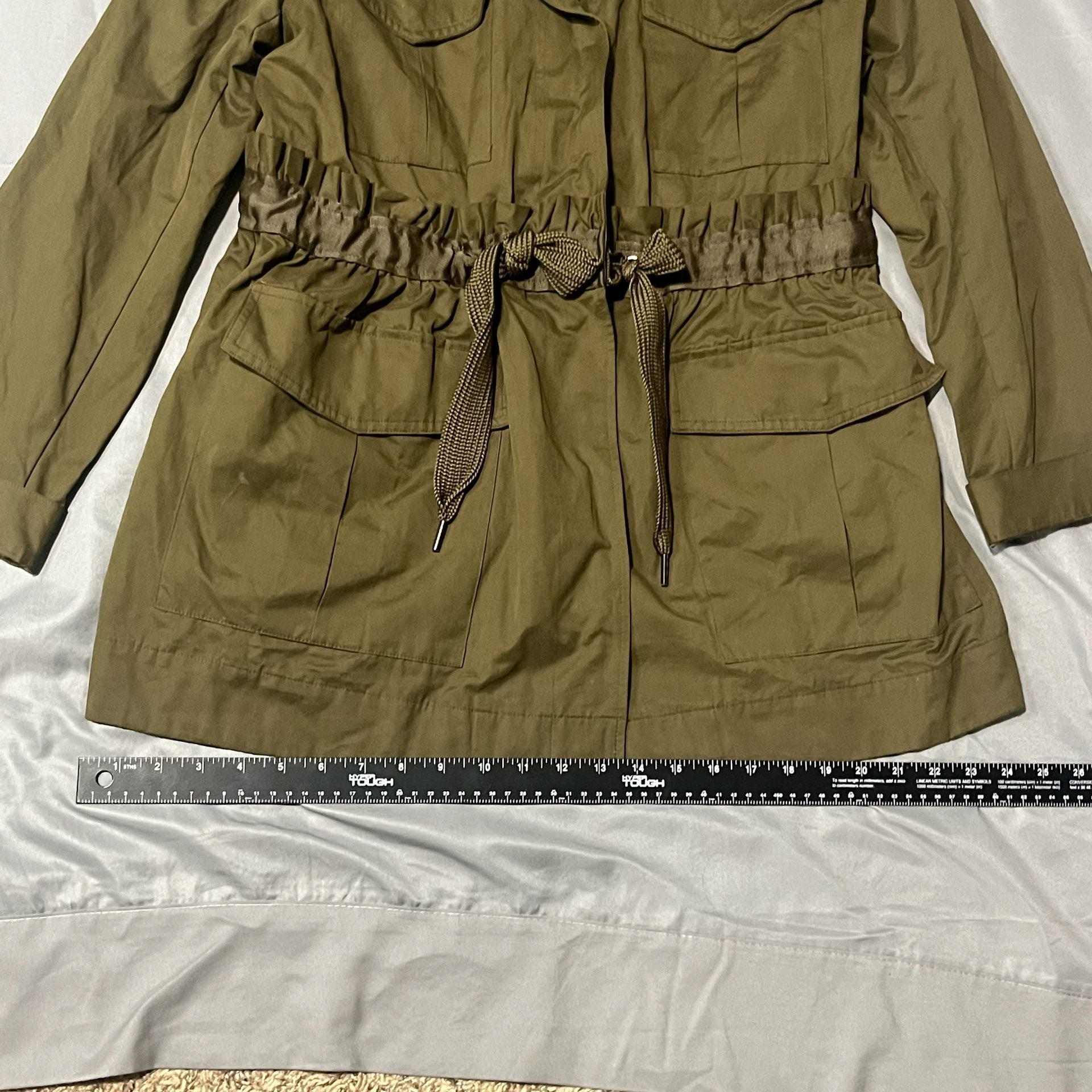Simply Vera Vera Wang Utility Jacket Size L Olive Green Military Coat 8