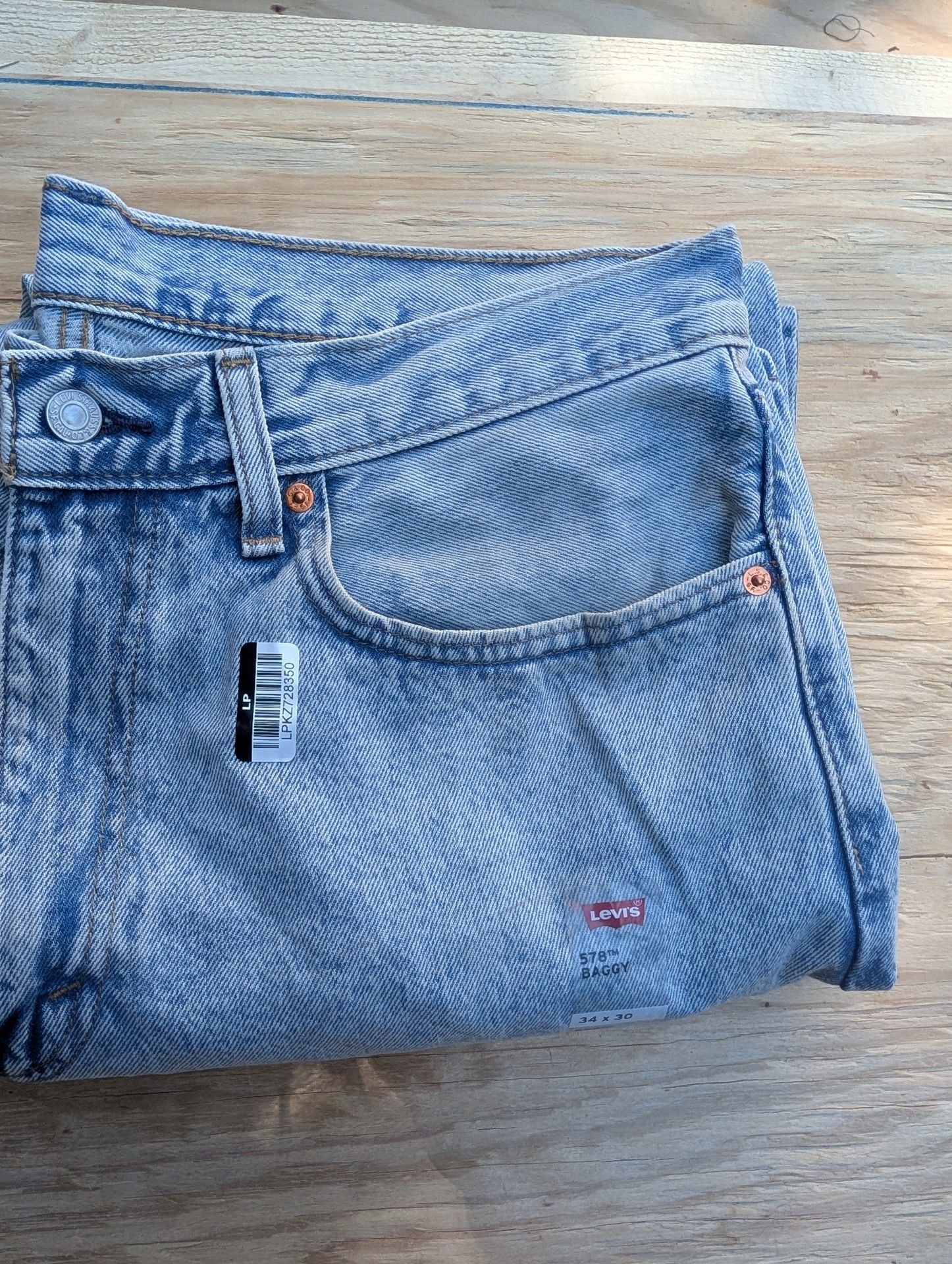 Levi's 578 Baggy Jeans Size 34x30 Light Wash Denim 1