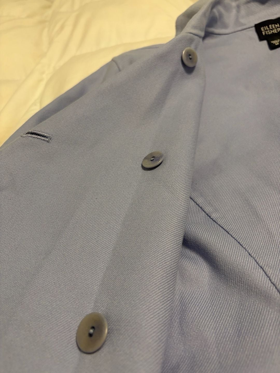 Eileen Fisher Trench Jacket Size M Light Blue Double Breasted 8