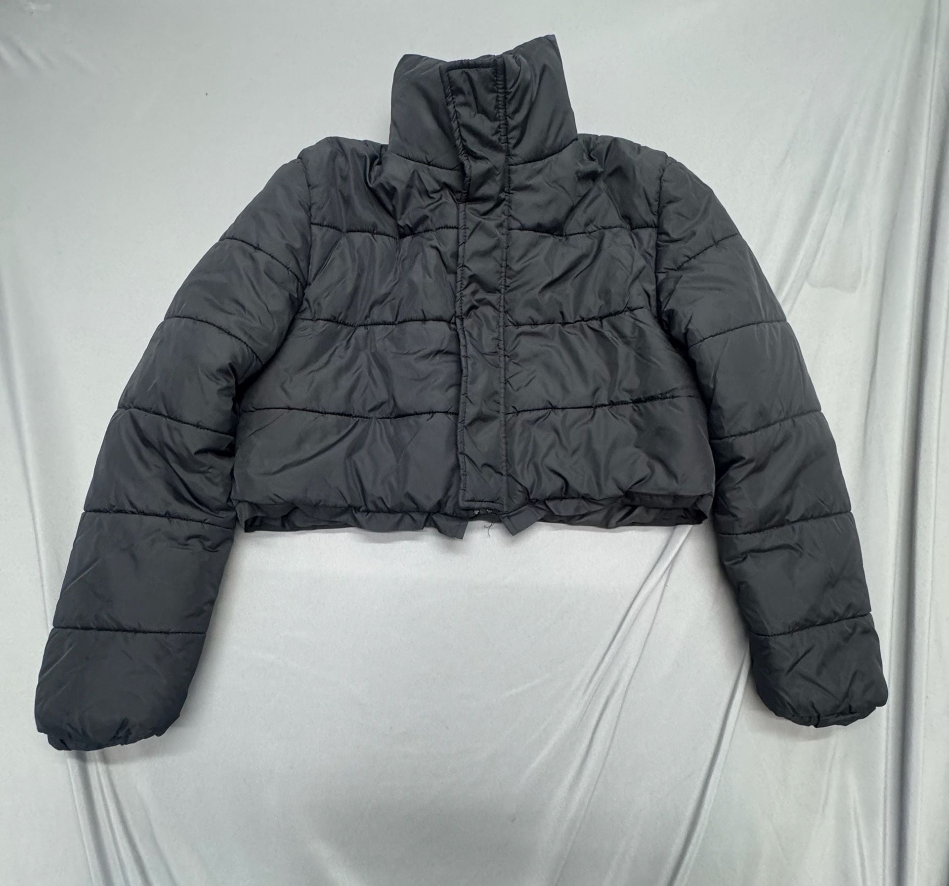 SHEIN Puffer Jacket Size S Black Cropped Stand Collar Winter Coat 2