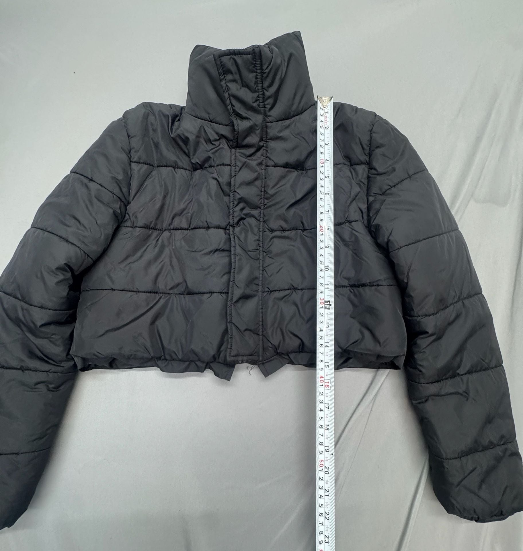SHEIN Puffer Jacket Size S Black Cropped Stand Collar Winter Coat 4
