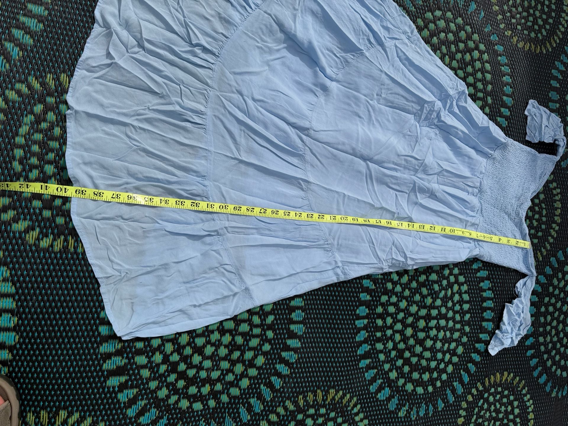 Zesica Smocked Off Shoulder Midi Dress Size M Blue Rayon 5