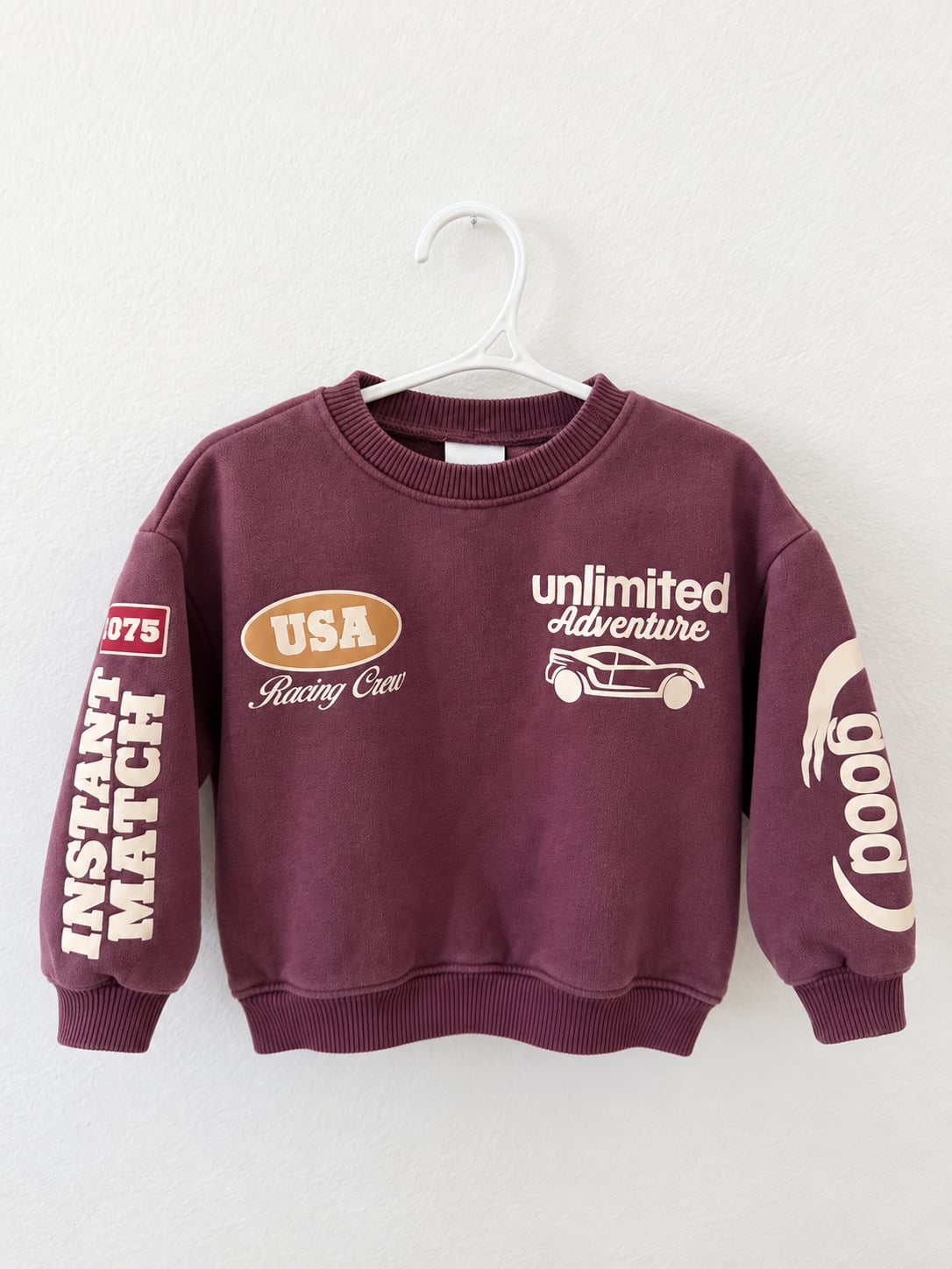 Zara Graphic Print Sweatshirt Size 3 Years 98cm Burgundy Racing Crew 2