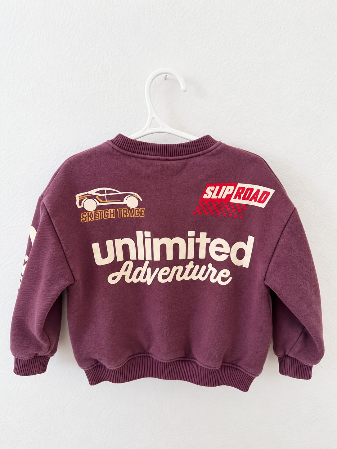 Zara Graphic Print Sweatshirt Size 3 Years 98cm Burgundy Racing Crew 3