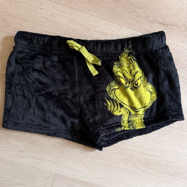 The Grinch Sleep Shorts Size S (4-6) Black Plush