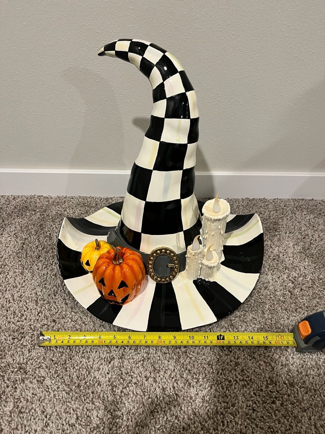 MacKenzie-Childs, Courtly Striped Illuminated Witches Hat, Halloween Decor 9