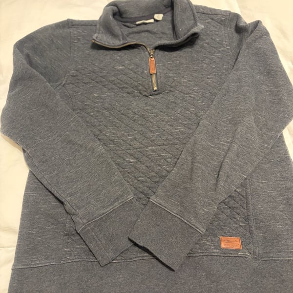 L.L.Bean Quilted 1/4 Zip Pullover Sweatshirt Size S Gray