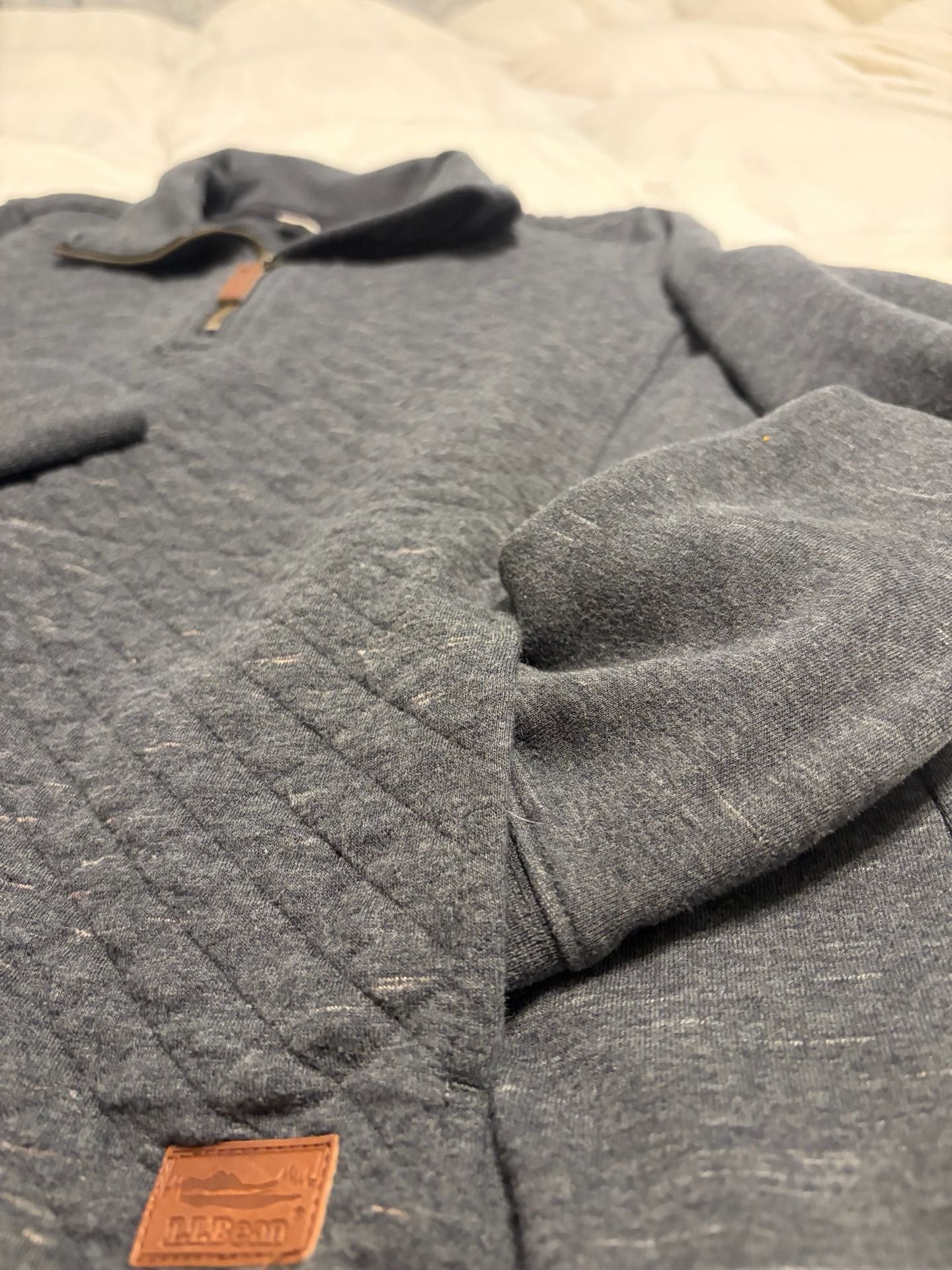 L.L.Bean Quilted 1/4 Zip Pullover Sweatshirt Size S Gray 7