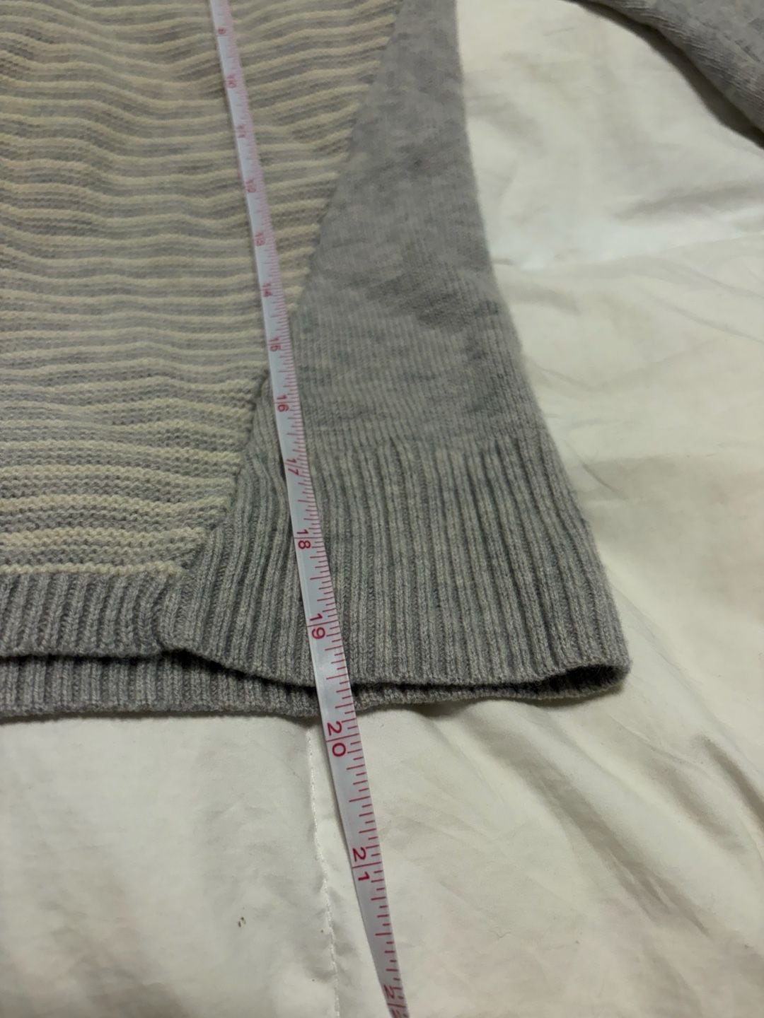 Athleta Noe Wool Hooded Sweater Size L Gray Striped Merino 9