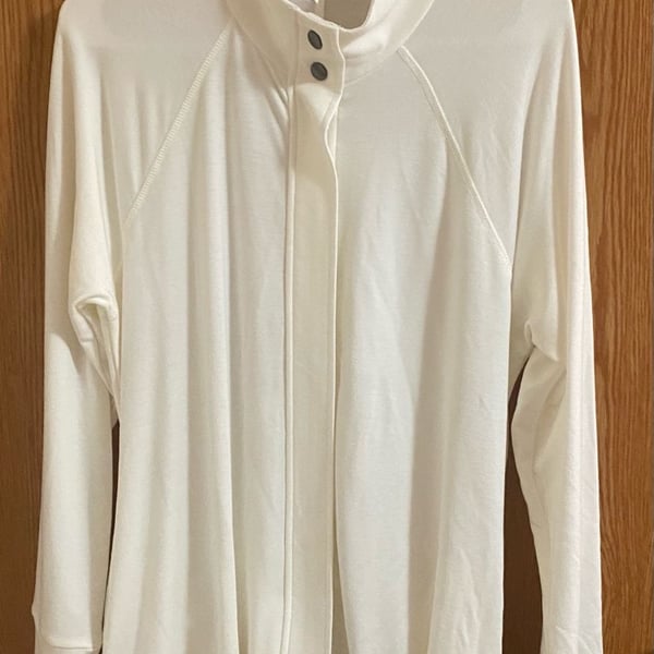 Cable & Gauge Full Zip Jacket Size L White Mock Neck Drawstring
