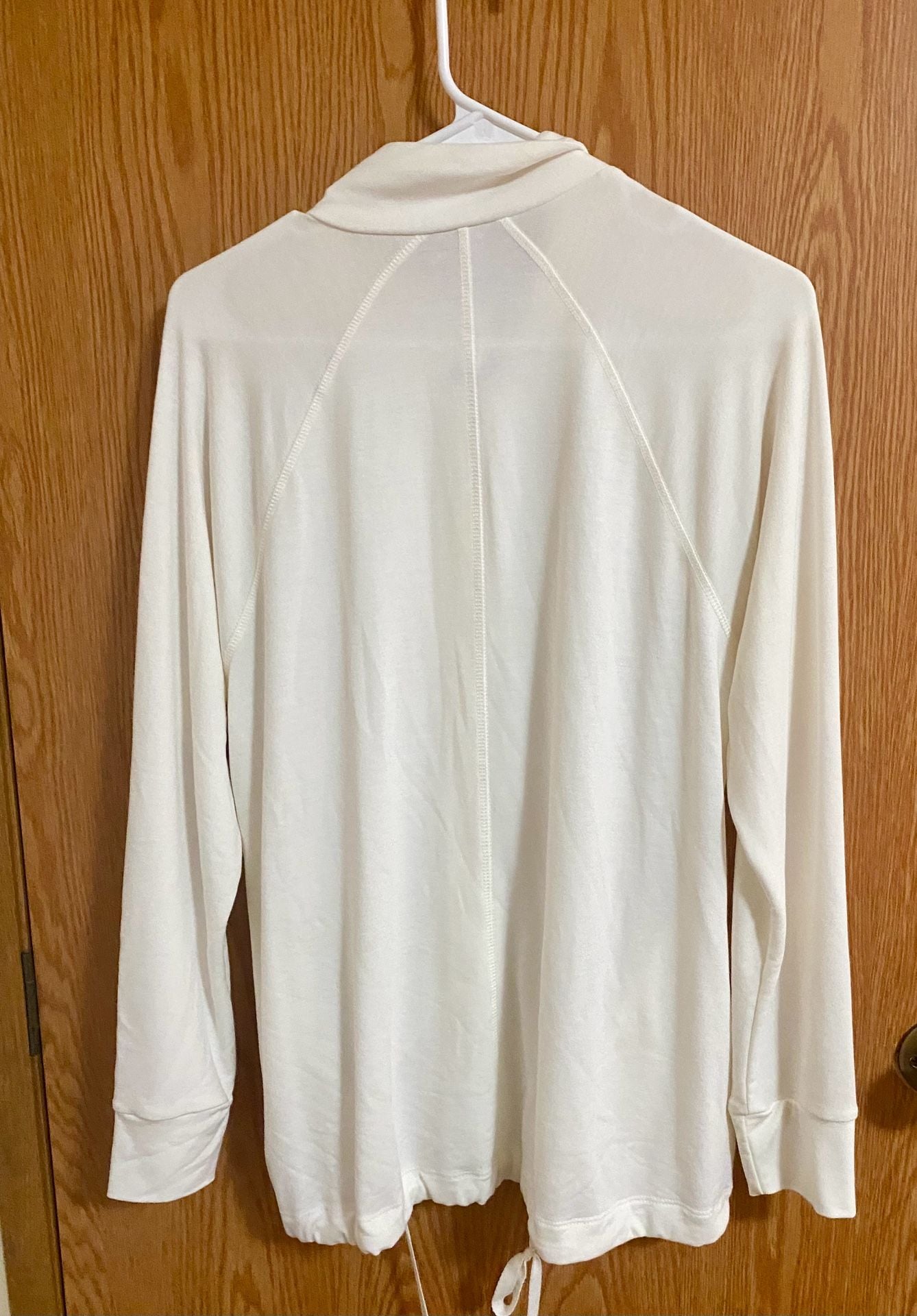 Cable & Gauge Full Zip Jacket Size L White Mock Neck Drawstring 5