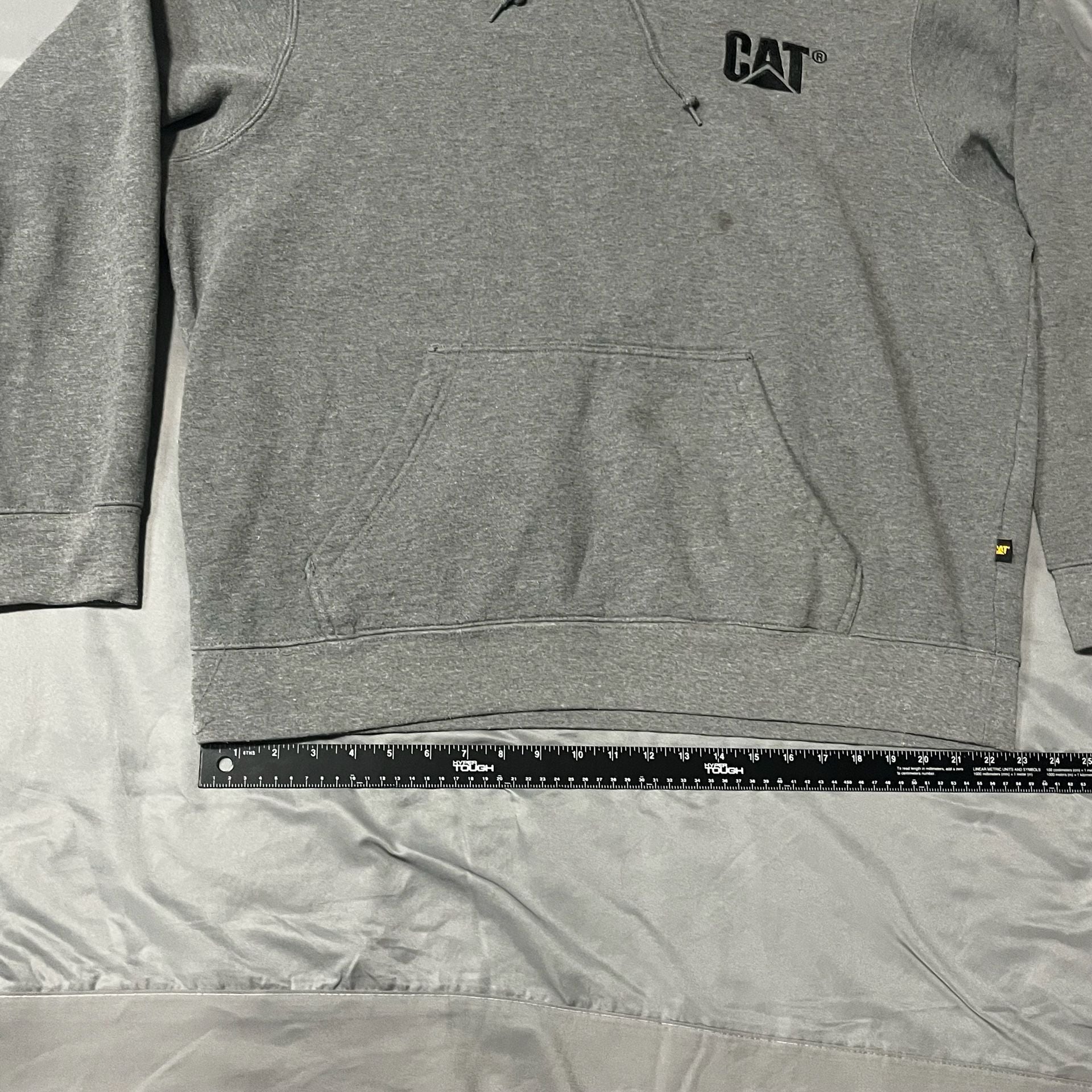 Caterpillar Trademark Banner Hoodie Size XXL Gray Pullover Sweatshirt 7