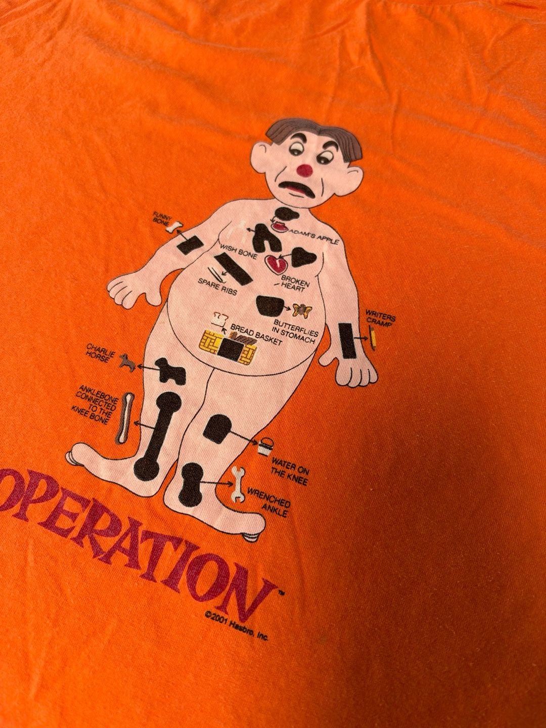 Hasbro Operation Board Game T-Shirt Size L/XL Orange Graphic Tee 2