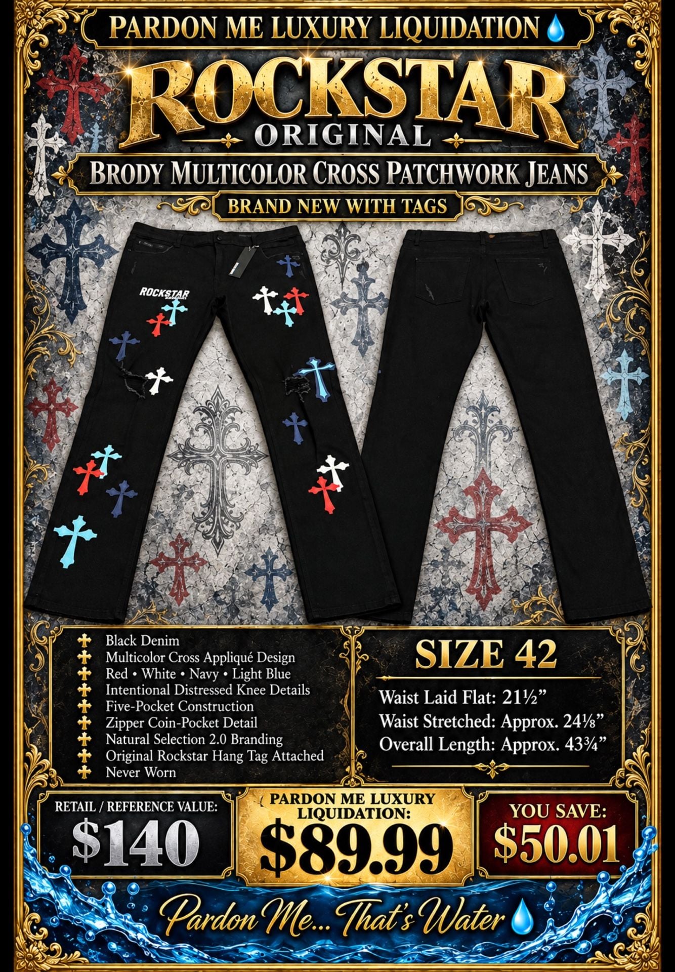 Rockstar Original Brody Multicolor Cross Patchwork Black Jeans 2